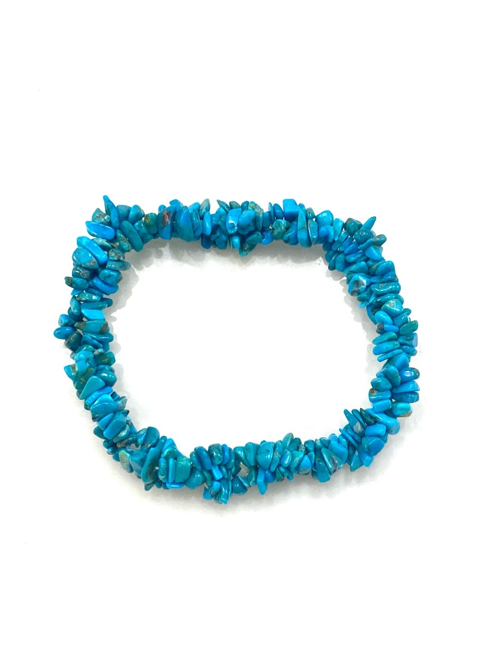 Boho Vibrant Turquoise Blue Gemstone Mineral Chip Elastic Comfort Bracelet